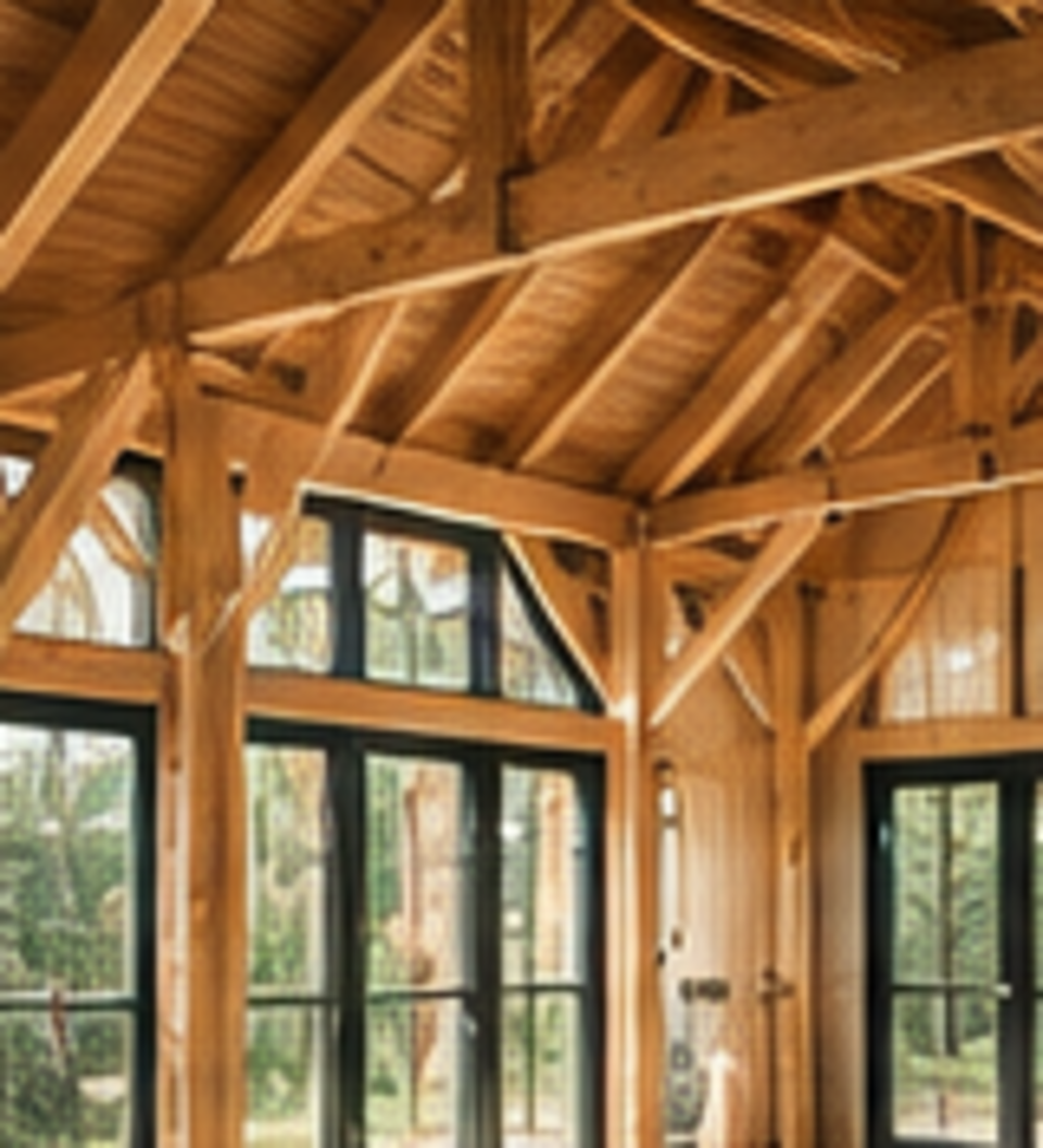 Compleet interieur met een houten draagconstructie